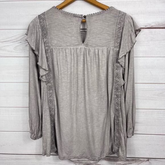 Knox‎ Rose Crochet Trim Long Sleeve Peasant Top Size Small - Picture 4 of 7